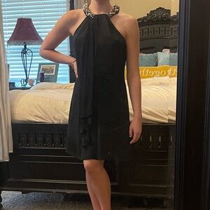 Calvin Klein Black Dress with Embellished Collar